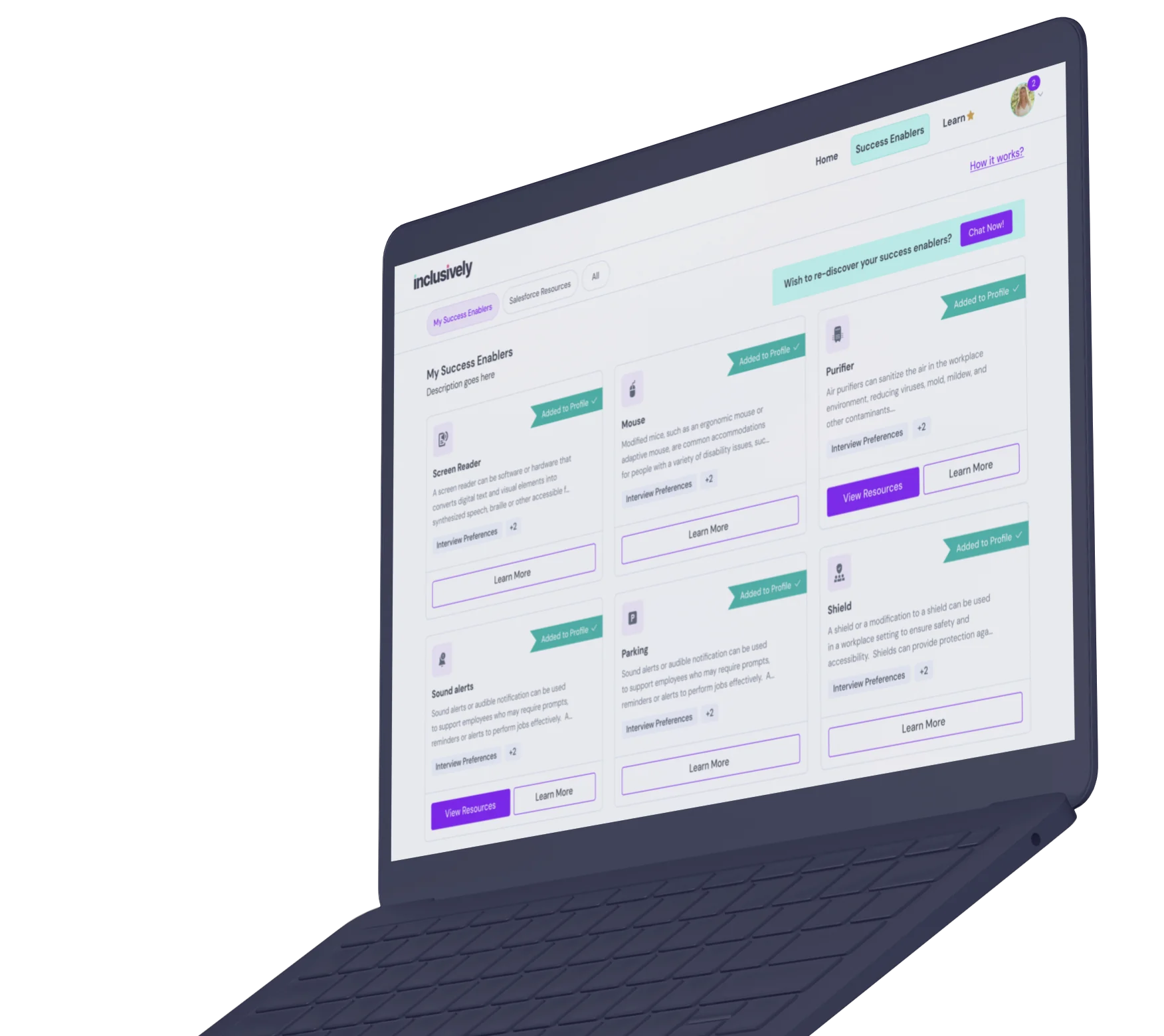 The Retain platform shown on a laptop, displaying the Success Enablers view.