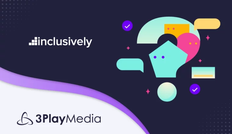 Inclusively logo, 3Play Media, group of colorful illustrations