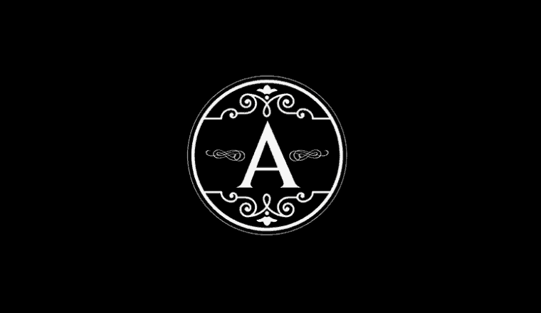 The letter A in a circle with white design surrounding