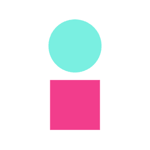 Inclusively symbol logo on white background with teal and magenta.