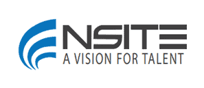 NSITE, a vision for talent logo in black text with the blue symbol on the left.
